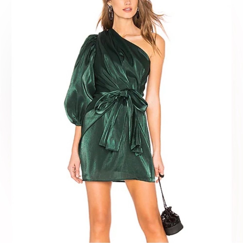 Lovers + Friends Green One-Shoulder Mini Dress